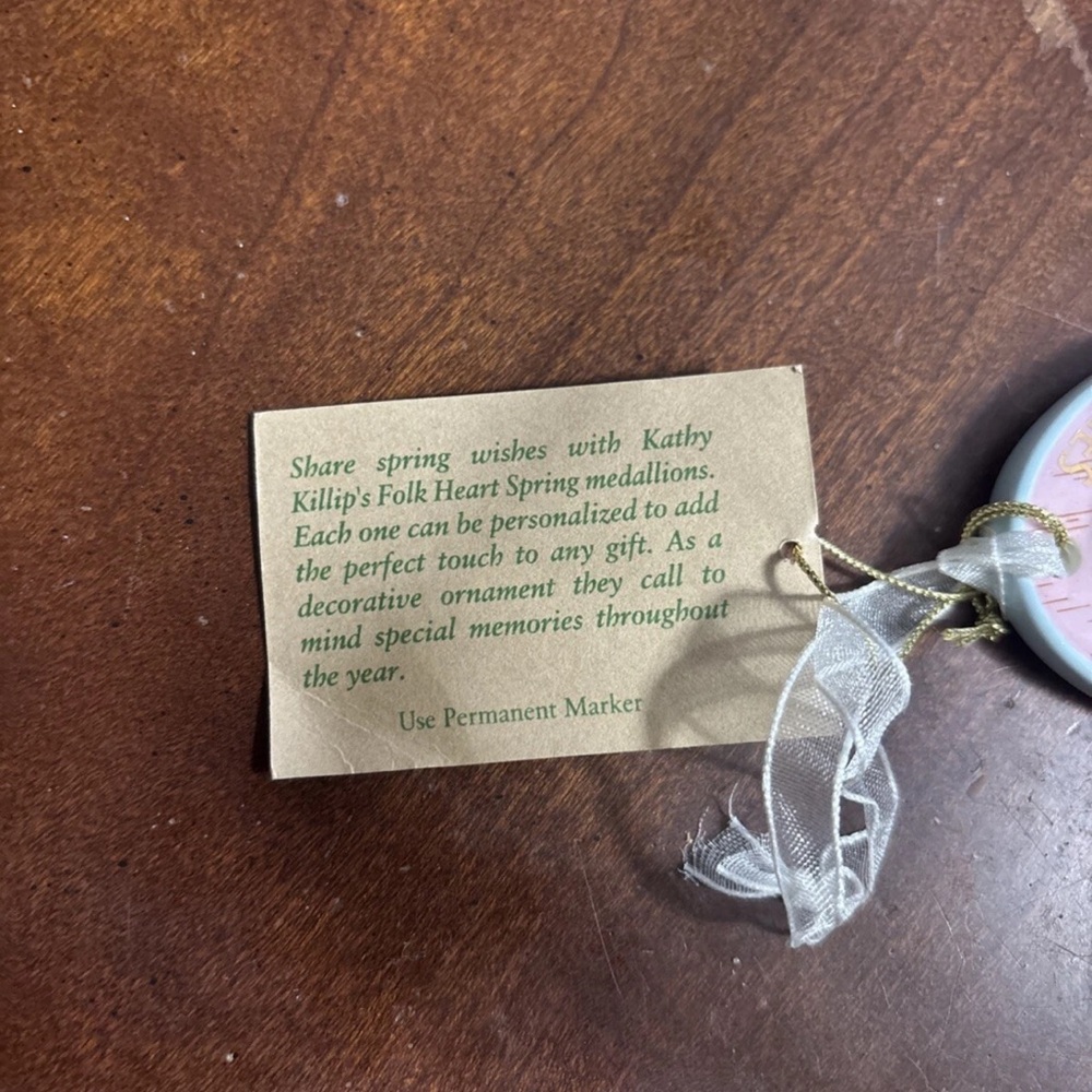 Demdaco Folk Heart Spring Ornament with Ribbon - Picture 3 of 4